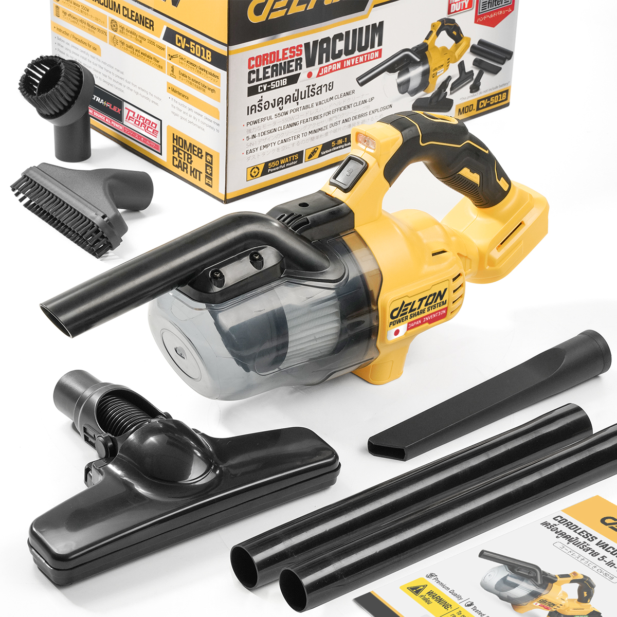 เครื่องดูดฝุ่นแบบมือจับไร้สาย (เฉพาะเครื่องเปล่า) DELTON รุ่น CV-501B 20V_9